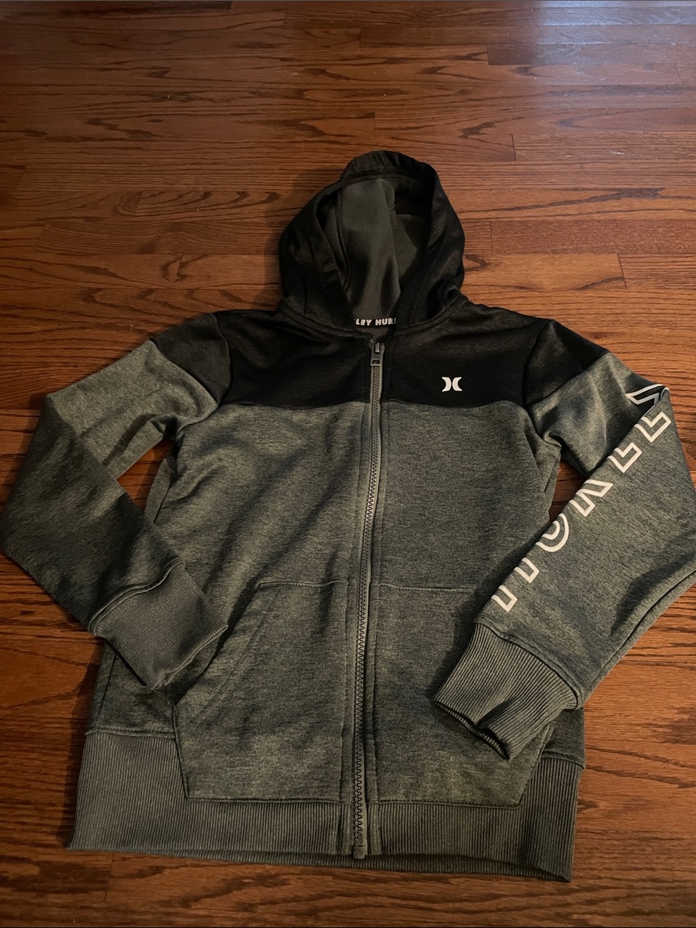 Hurley Boys' Black and Gray Zip Hoodie